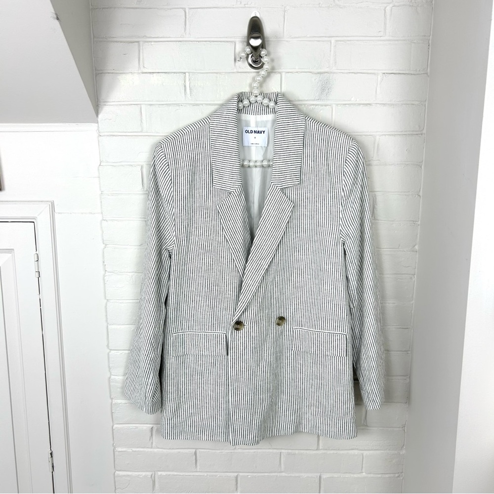 NWT Old Navy Striped Linen Blend Blazer Size S - Picture 2 of 10
